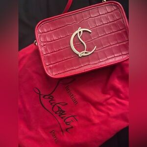 Authentic Christian Louboutin Radioloubi Croc Embossed Leather crossbody